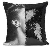 Fabulous Coussin avec Housse Sequin - Paillettes Noir Billie Holiday Chanteuse [40 x 40 cm] Noir G