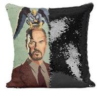 Fabulous Coussin avec Housse Sequin - Paillettes Noir Birdman Micheal Keaton [40 x 40 cm] Noir G