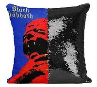 Fabulous Coussin avec Housse Sequin - Paillettes Noir Black Sabbath Born Again [40 x 40 cm] Noir G