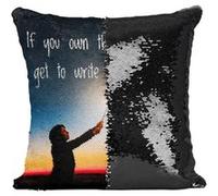 Fabulous Coussin avec Housse Sequin - Paillettes Noir Brene Brown If You Own Citation [40 x 40 cm] Noir G