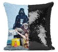 Fabulous Coussin avec Housse Sequin - Paillettes Noir Carrie Fisher Bikini Plage Dark Vador Star Wars [40 x 40 cm] Noir G