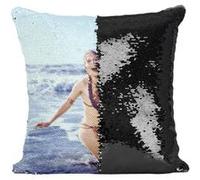 Fabulous Coussin avec Housse Sequin - Paillettes Noir Carrie Fisher Bikini Plage Star Wars [40 x 40 cm] Noir G