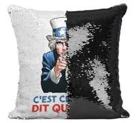 Fabulous Coussin avec Housse Sequin - Paillettes Noir C'est Celui qui Dit qui l'Est [40 x 40 cm] Noir G