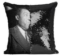 Fabulous Coussin avec Housse Sequin - Paillettes Noir Charlie Parker Bird Saxophone [40 x 40 cm] Noir G