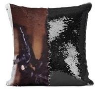 Fabulous Coussin avec Housse Sequin - Paillettes Noir Chuck Norris Delta Force [40 x 40 cm] Noir G