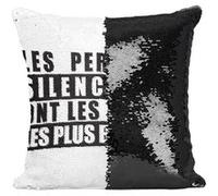 Fabulous Coussin avec Housse Sequin - Paillettes Noir Citations Célèbres Stephen Hawking [40 x 40 cm] Noir G
