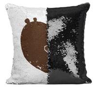 Fabulous Coussin avec Housse Sequin - Paillettes Noir Coeur Ours [40 x 40 cm] Noir G