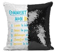 Fabulous Coussin avec Housse Sequin - Paillettes Noir Comment Préparer un Biberon [40 x 40 cm] Noir G