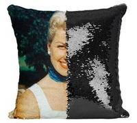 Fabulous Coussin avec Housse Sequin - Paillettes Noir Doris Day Actrice 4 [40 x 40 cm] Noir G