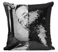 Fabulous Coussin avec Housse Sequin - Paillettes Noir Duke Ellington Piano Portrait [40 x 40 cm] Noir G