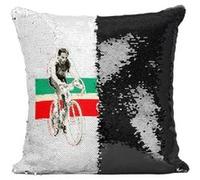 Fabulous Coussin avec Housse Sequin - Paillettes Noir Fausto Coppi Vintage [40 x 40 cm] Noir G