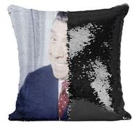 Fabulous Coussin avec Housse Sequin - Paillettes Noir Fernandel Acteur Francais [40 x 40 cm] Noir G