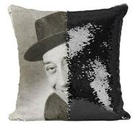 Fabulous Coussin avec Housse Sequin - Paillettes Noir Fernandel Affiche Noir & Blanc [40 x 40 cm] Noir G