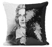 Fabulous Coussin avec Housse Sequin - Paillettes Noir Freidrich Von Schiller Poete Ecrivain [40 x 40 cm] Noir G