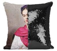 Fabulous Coussin avec Housse Sequin - Paillettes Noir Frida Kahlo Artiste 2 [40 x 40 cm] Noir G