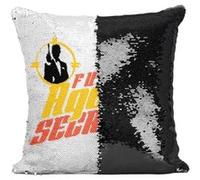 Fabulous Coussin avec Housse Sequin - Paillettes Noir Futur Agent Secret [40 x 40 cm] Noir G