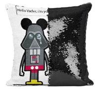 Fabulous Coussin avec Housse Sequin - Paillettes Noir Game of Geek Dark Vador Mickey Je Suis Ton Père [40 x 40 cm] Noir G
