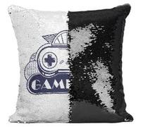 Fabulous Coussin avec Housse Sequin - Paillettes Noir Game On ! [40 x 40 cm] Noir G