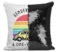 Fabulous Coussin avec Housse Sequin - Paillettes Noir Gender is not a One-way Trip [40 x 40 cm] Noir G