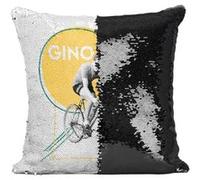 Fabulous Coussin avec Housse Sequin - Paillettes Noir Gino Bartali Vintage [40 x 40 cm] Noir G
