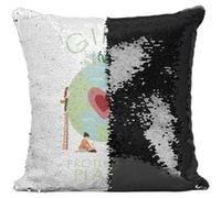 Fabulous Coussin avec Housse Sequin - Paillettes Noir Girls Protect The Planet [40 x 40 cm] Noir G