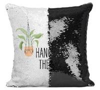 Fabulous Coussin avec Housse Sequin - Paillettes Noir Hang In there [40 x 40 cm] Noir G