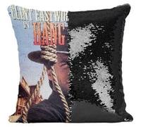 Fabulous Coussin avec Housse Sequin - Paillettes Noir Hang'Em High Cinéma Vintage Clint Eastwood [40 x 40 cm] Noir G