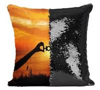 Fabulous Coussin avec Housse Sequin - Paillettes Noir Hope Espoir Soleil Couchant [40 x 40 cm] Noir G