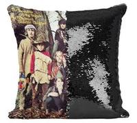 Fabulous Coussin avec Housse Sequin - Paillettes Noir Incredible String Band Album Vintage [40 x 40 cm] Noir G