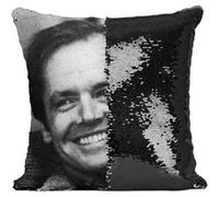 Fabulous Coussin avec Housse Sequin - Paillettes Noir Jack Nicholson Acteur The Shining [40 x 40 cm] Noir G