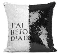 Fabulous Coussin avec Housse Sequin - Paillettes Noir J'ai besoin d'air [40 x 40 cm] Noir G