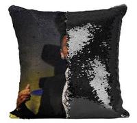 Fabulous Coussin avec Housse Sequin - Paillettes Noir Janelle Monae Chanteuse 2 [40 x 40 cm] Noir G