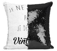 Fabulous Coussin avec Housse Sequin - Paillettes Noir Je Ne Vieillis Pas Je Deviens Vintage [40 x 40 cm] Noir G