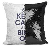 Fabulous Coussin avec Housse Sequin - Paillettes Noir Keep Calm and Bike On [40 x 40 cm] Noir G