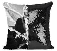 Fabulous Coussin avec Housse Sequin - Paillettes Noir Kurt Cobain Ange Nirvana [40 x 40 cm] Noir G