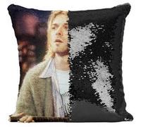 Fabulous Coussin avec Housse Sequin - Paillettes Noir Kurt Cobain Nirvana Live Unplugged [40 x 40 cm] Noir G