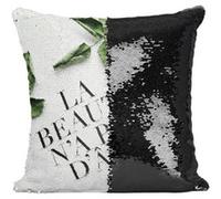 Fabulous Coussin avec Housse Sequin - Paillettes Noir la Beauté n'a Pas d'Âge [40 x 40 cm] Noir G