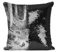 Fabulous Coussin avec Housse Sequin - Paillettes Noir Le Petit Poucet Perrault Illustration Gustave Dore [40 x 40 cm] Noir G