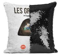 Fabulous Coussin avec Housse Sequin - Paillettes Noir Les Grottes M'Appellent [40 x 40 cm] Noir G