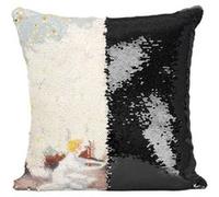 Fabulous Coussin avec Housse Sequin - Paillettes Noir Les Souliers Rouges Les Contes d'Andersen [40 x 40 cm] Noir G