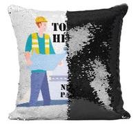 Fabulous Coussin avec Housse Sequin - Paillettes Noir Les Vrais Héros - Ingénieur [40 x 40 cm] Noir G