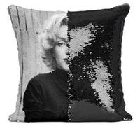 Fabulous Coussin avec Housse Sequin - Paillettes Noir Marilyn Monroe Actrice 1 [40 x 40 cm] Noir G