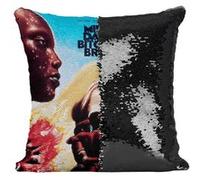 Fabulous Coussin avec Housse Sequin - Paillettes Noir Miles Davis Bitches Brew [40 x 40 cm] Noir G