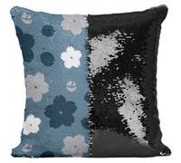 Fabulous Coussin avec Housse Sequin - Paillettes Noir Motif Sakura Simple [40 x 40 cm] Noir G