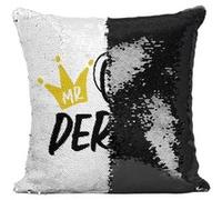 Fabulous Coussin avec Housse Sequin - Paillettes Noir Mr One Derful [40 x 40 cm] Noir G