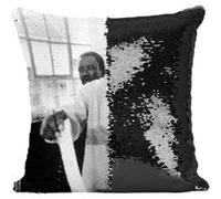 Fabulous Coussin avec Housse Sequin - Paillettes Noir Nelson Mandela Premier Vote [40 x 40 cm] Noir G