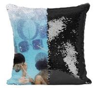 Fabulous Coussin avec Housse Sequin - Paillettes Noir Nirvana Kurt Cobain Nevermind Photoshoot Piscine [40 x 40 cm] Noir G