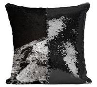 Fabulous Coussin avec Housse Sequin - Paillettes Noir Photo Historique Lune Mission Apollo [40 x 40 cm] Noir G