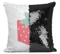 Fabulous Coussin avec Housse Sequin - Paillettes Noir Poche Fraise [40 x 40 cm] Noir G