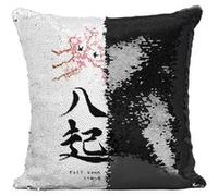 Fabulous Coussin avec Housse Sequin - Paillettes Noir Proverbe Fall Down 7 times [40 x 40 cm] Noir G